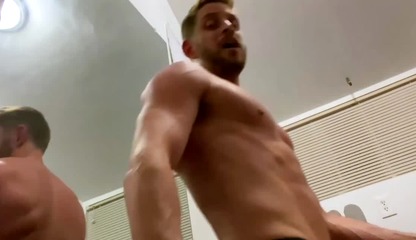 Muscular jock Johnny Ford works out and jerks off in jockstraps