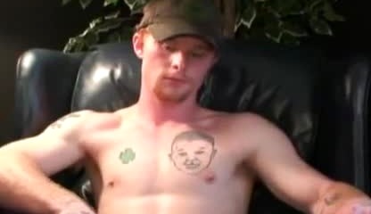 Ginger amateur tugs his long fat cock and blasts cum solo