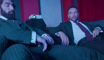 Donato Reyes moans as his bearded lover Scott Carter savors his ass