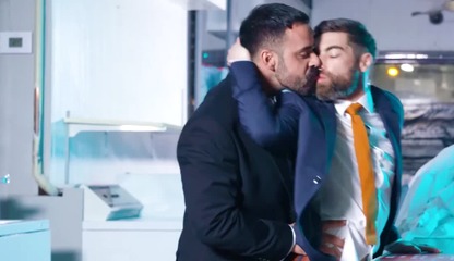 Rough ass rimming and shoving by suited Teddy Torres and Only Matt