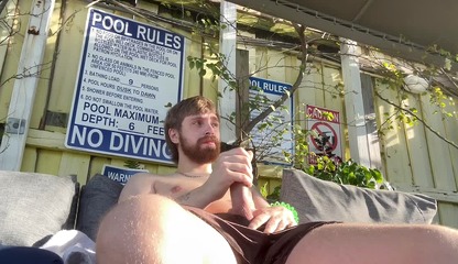 Justin McKenzie pulling out his COCK by a PUBLIC POOL and JERKING and showing Hole