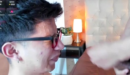 beautiful teen fag gets cum all over his braces and glasses