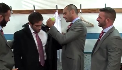 Hot businessman gets passionate rimming before bareback fuck